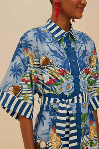 Thumbnail for Fresh Table Scarf Blue Midi Dress-Dresses-Farm Rio-Debs Boutique