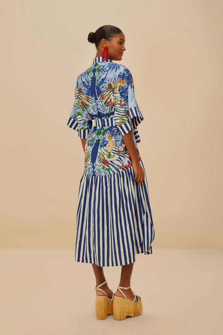 Fresh Table Scarf Blue Midi Dress-Dresses-Farm Rio-Debs Boutique