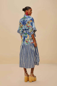 Thumbnail for Fresh Table Scarf Blue Midi Dress-Dresses-Farm Rio-Debs Boutique