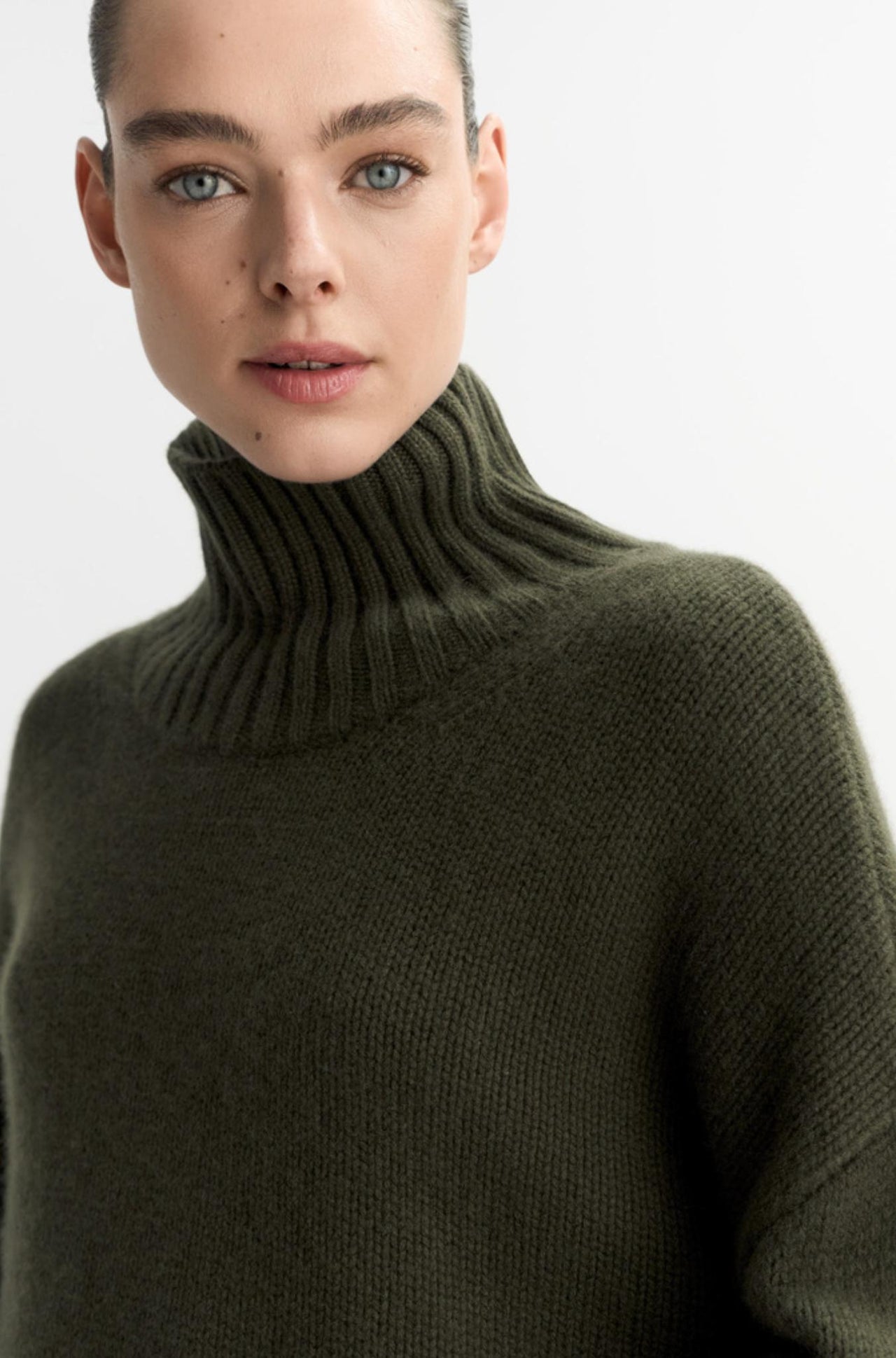 Girlfriend Turtleneck Olive-Sweaters & Cardigans-Soft Goat-Debs Boutique