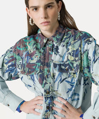 Thumbnail for Heaven Print Cotton Linen Denim Shirt-Shirt-Forte_Forte-Debs Boutique