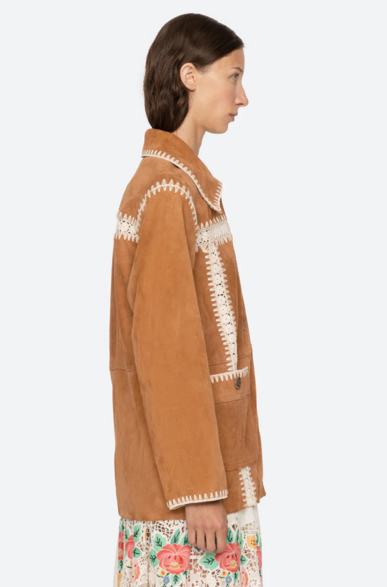 Irena Suede Jacket Crochet