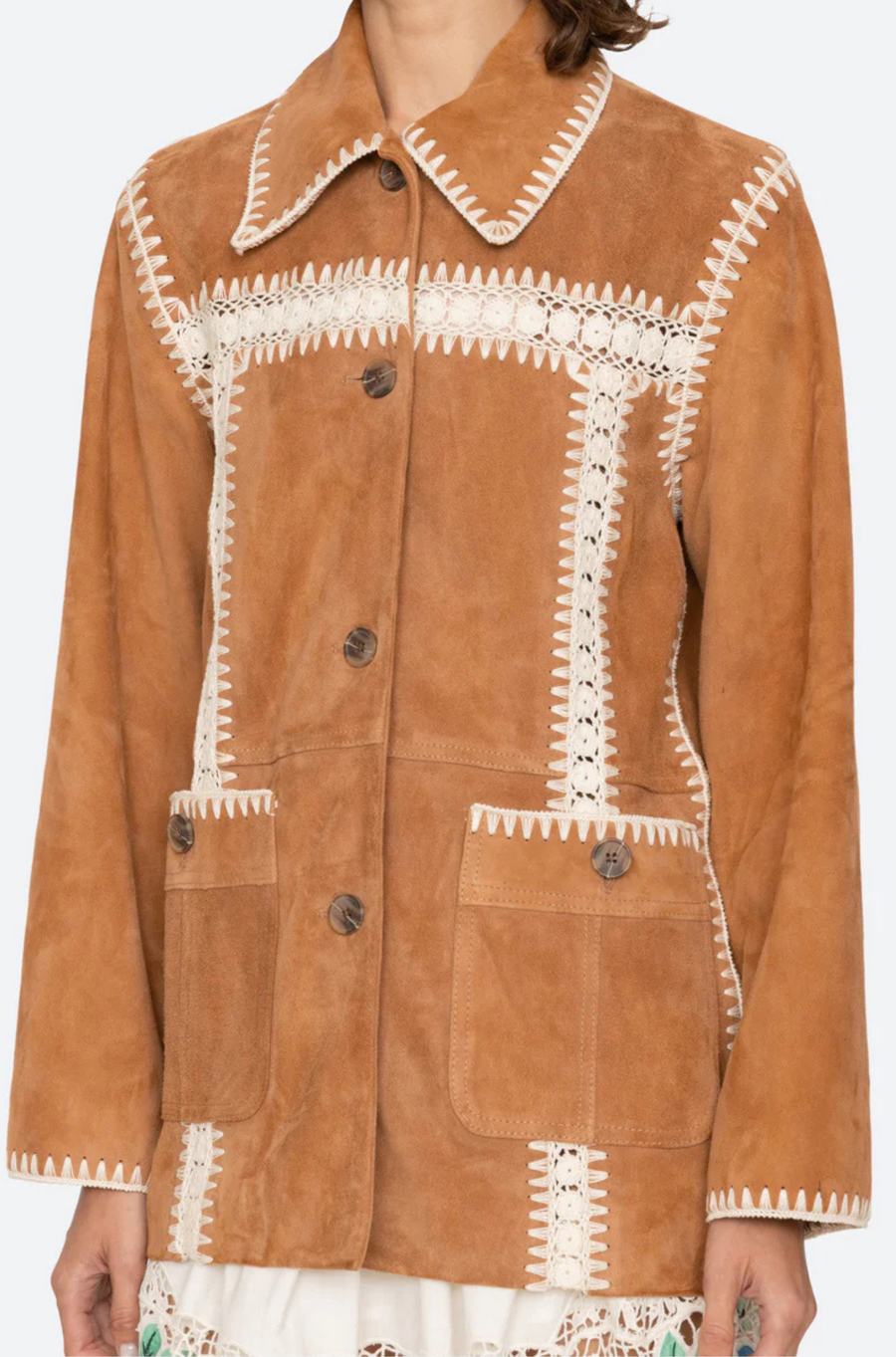 Irena Suede Jacket Crochet