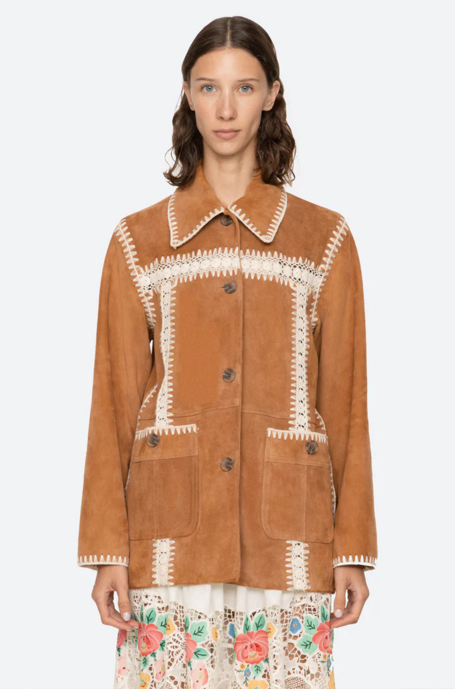 Irena Suede Jacket Crochet