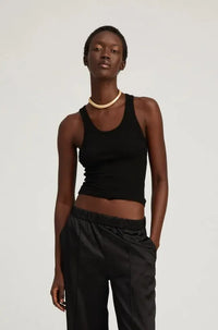 Thumbnail for Fitted Scooped Tank Black-Tops-SPWMN-Debs Boutique