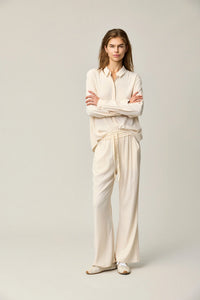 Thumbnail for Silk Satin Flared Pants - Pale Pesca