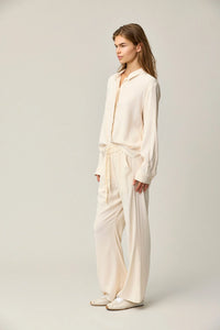 Thumbnail for Silk Satin Flared Pants - Pale Pesca