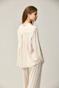 Thumbnail for Silk Satin Flared Shirt - Pale Pesca