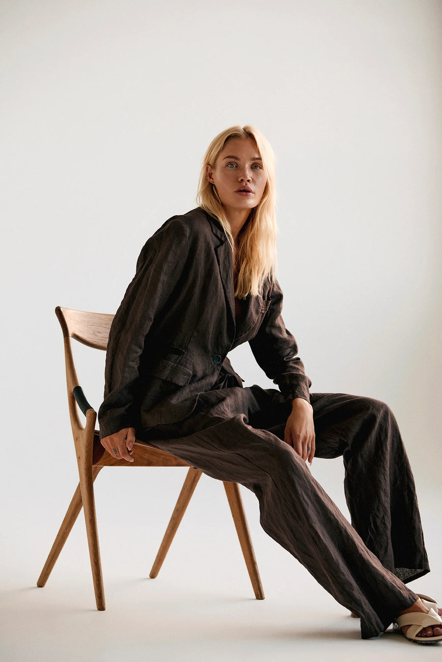 Linen Blazer - Coffee