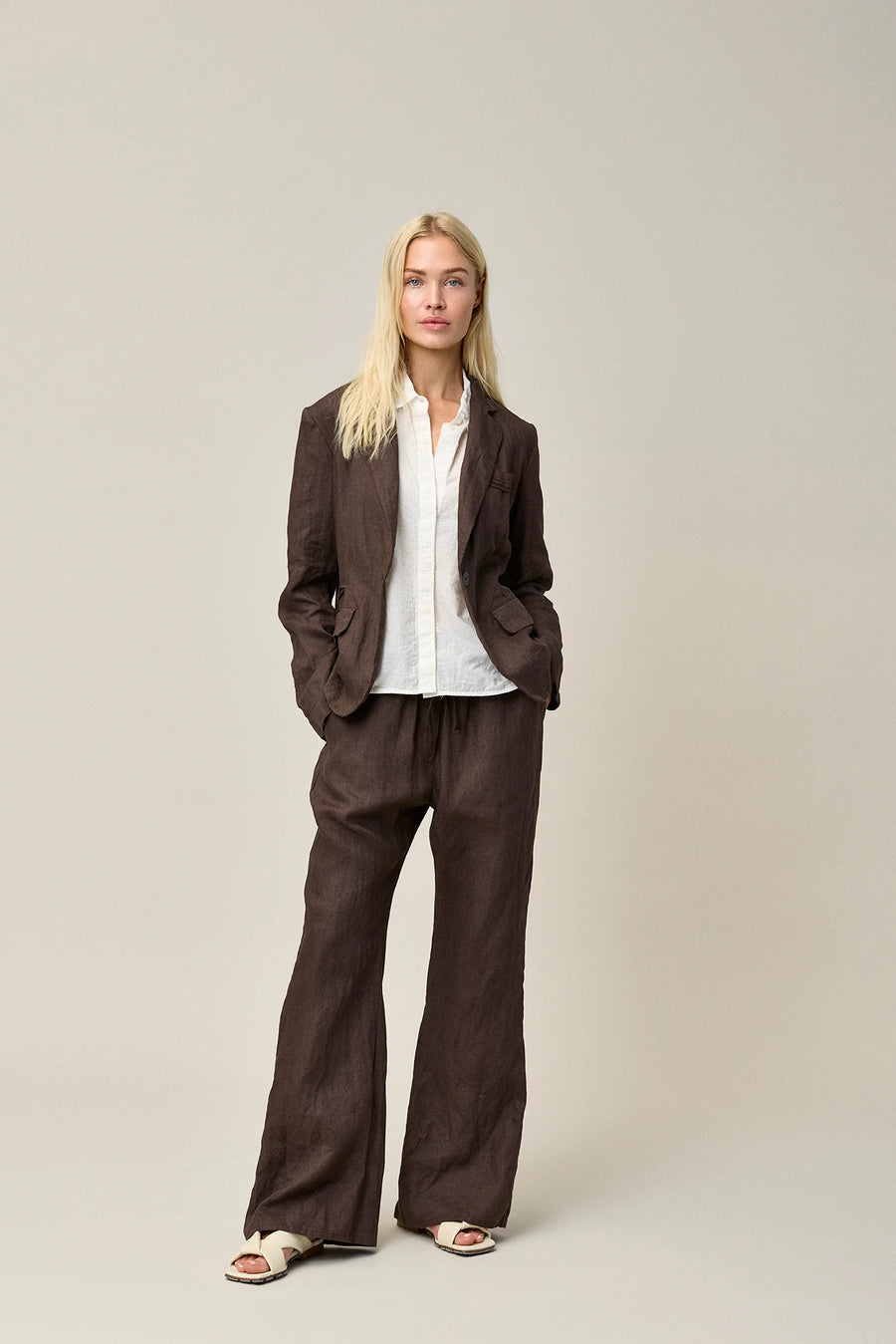 Linen Blazer - Coffee