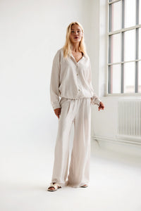 Thumbnail for Silk Habotai Balloon Shirt Jacket - Chalk