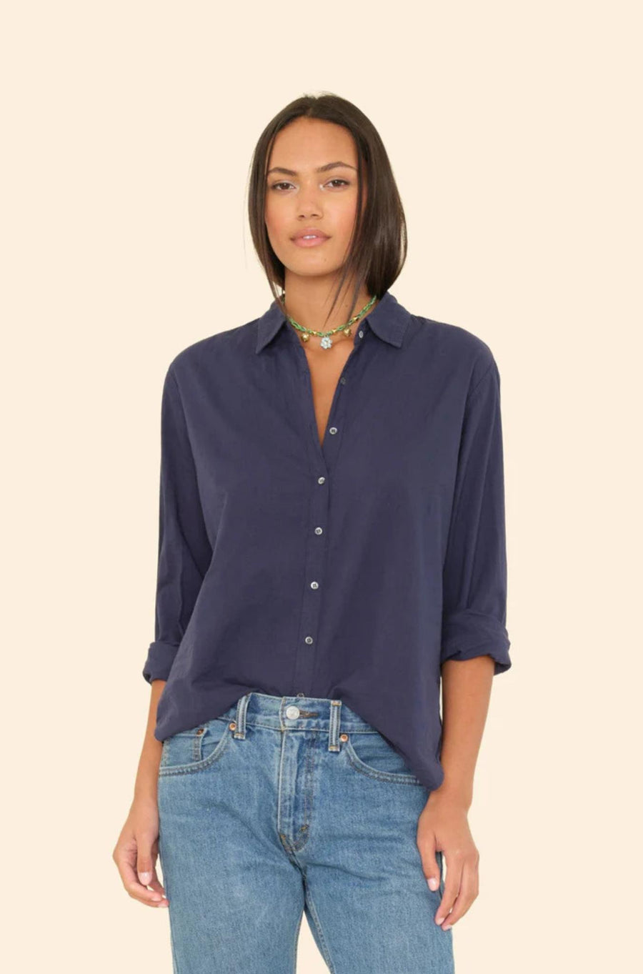 Navy Beau Shirt-Tops-Xirena-Debs Boutique