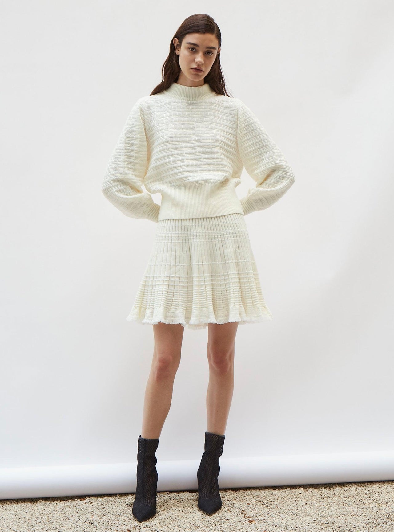 Palmita short fringed knit skirt Natural-Skirt-Molli-Debs Boutique