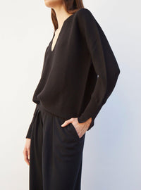 Thumbnail for Lux fine oversized v-neck top noir-Top-Molli-Debs Boutique