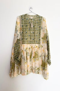 Thumbnail for Gingham/Floral Patch Blouse-Tops-Dhaari-Debs Boutique