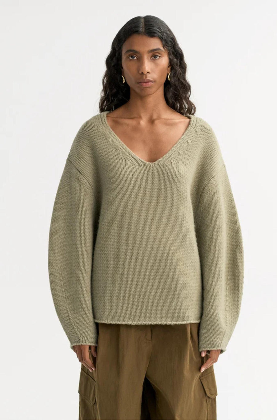 Puff Sleeve V-neck-SWEATERS & CARDIGANS-Soft Goat-Debs Boutique