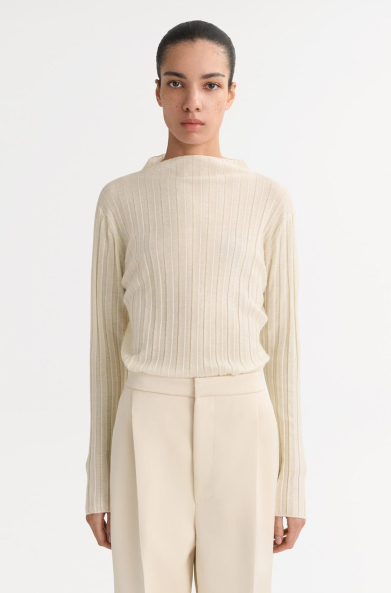 Ribbed Top Bone-Sweaters & Cardigans-Soft Goat-Debs Boutique