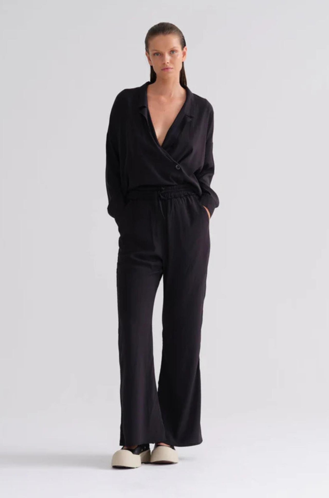 Silk Satin Flaired Pants-Pants-Kristensen Du Nord-Debs Boutique