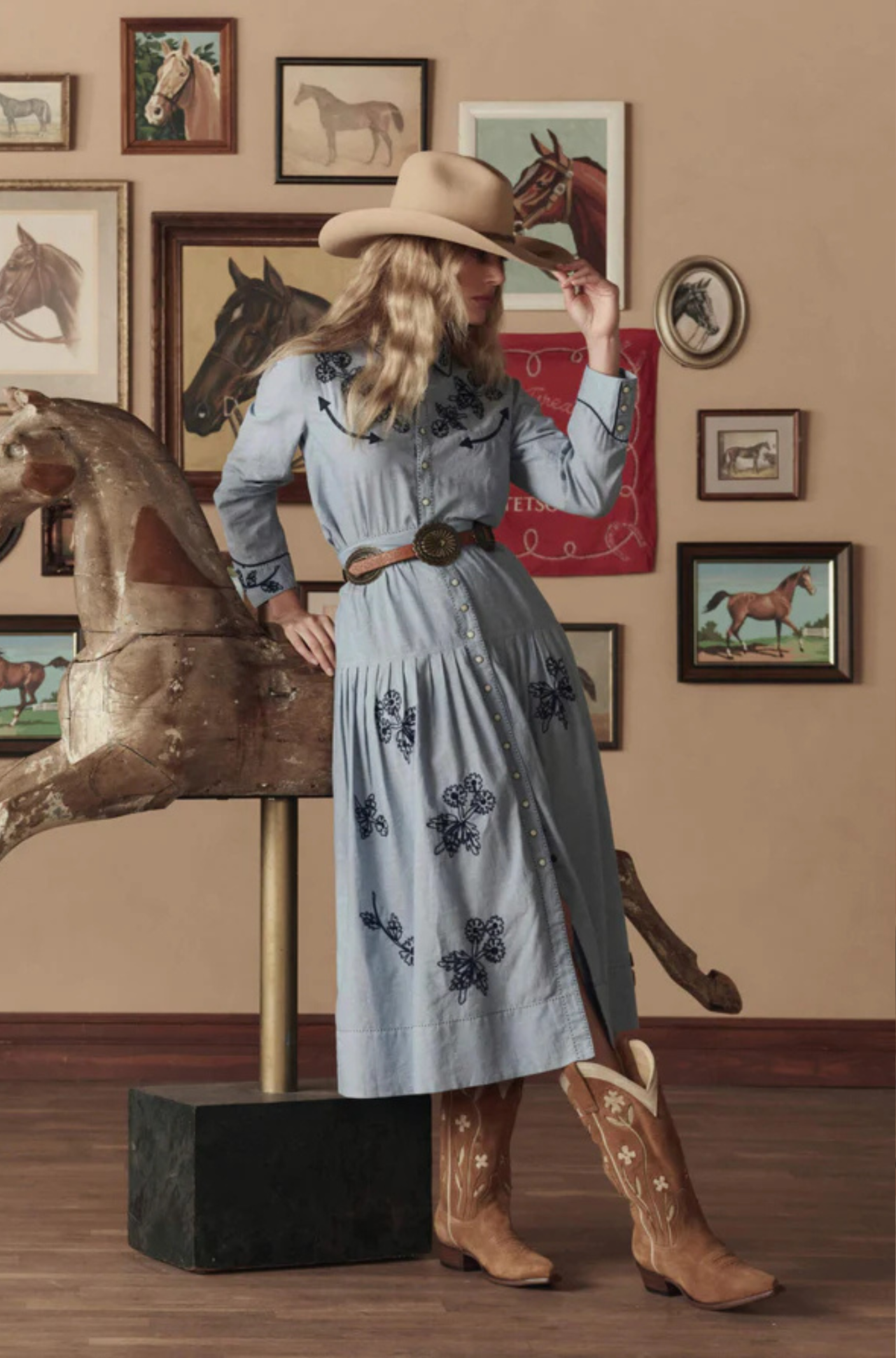 The Cowboy Boot Tan Floral