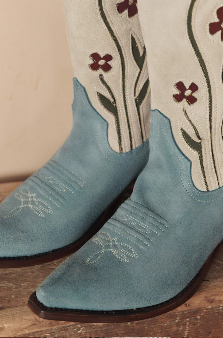 The Cowboy Boot Washed Indigo Floral