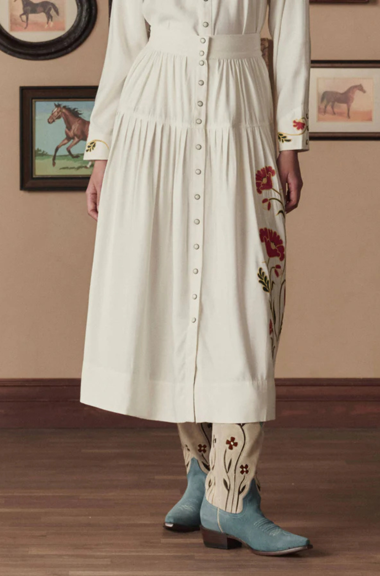 The Cowboy Boot Washed Indigo Floral