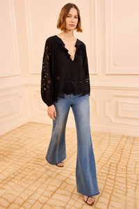 Thumbnail for Adonis Silk Applique Blouse Noir