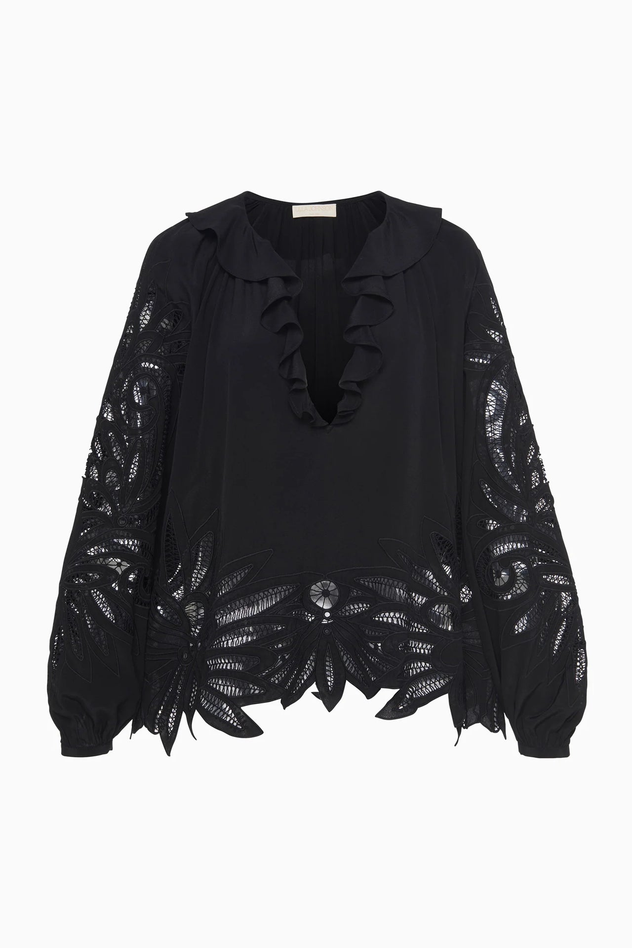 Adonis Silk Applique Blouse Noir