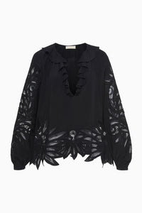 Thumbnail for Adonis Silk Applique Blouse Noir