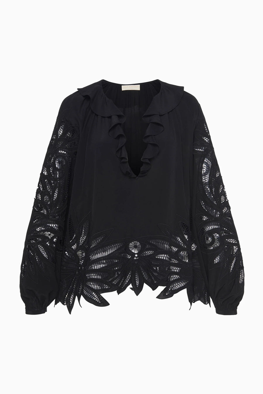 Adonis Silk Applique Blouse Noir