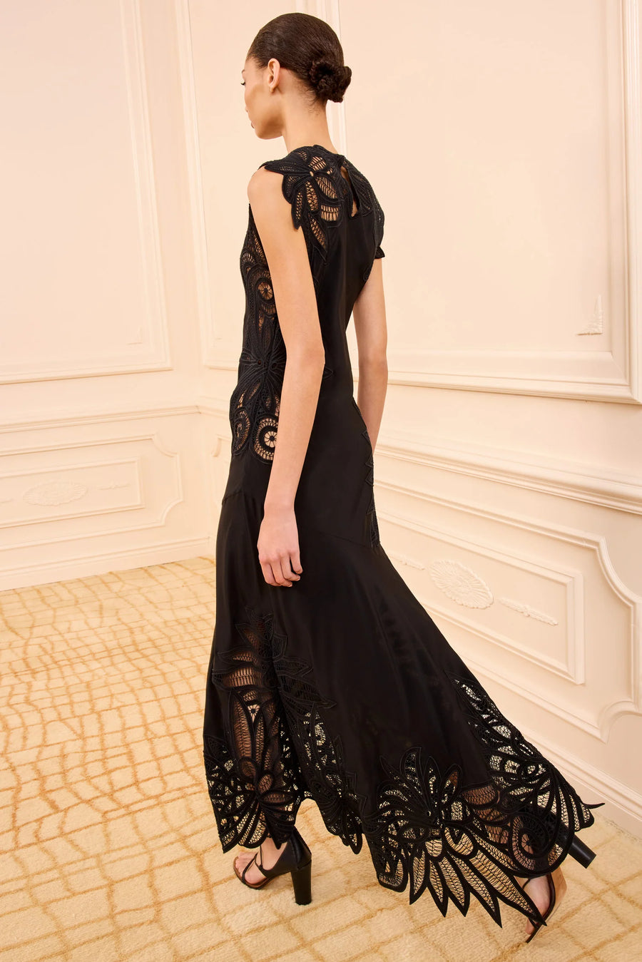 Idra Lace Applique Dress Noir
