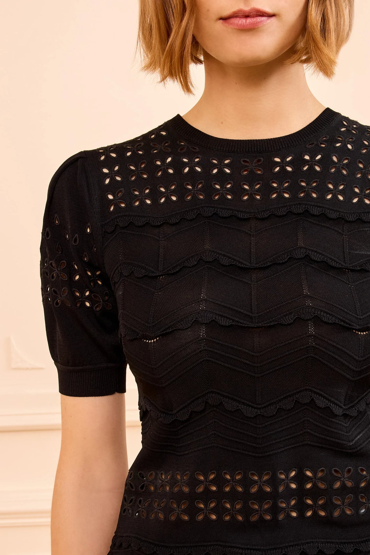 Marcelena Eyelet Knit Top