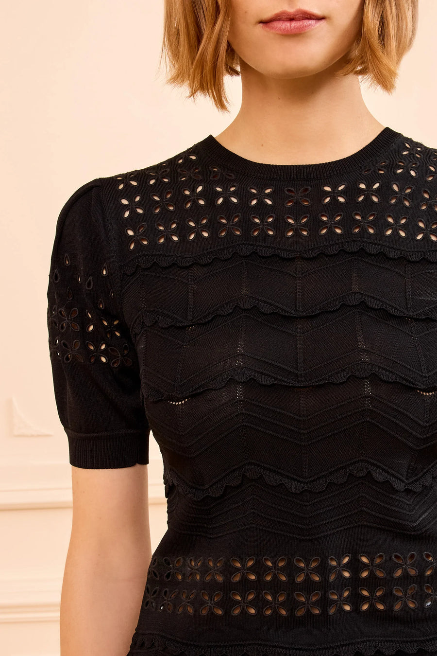 Marcelena Eyelet Knit Top