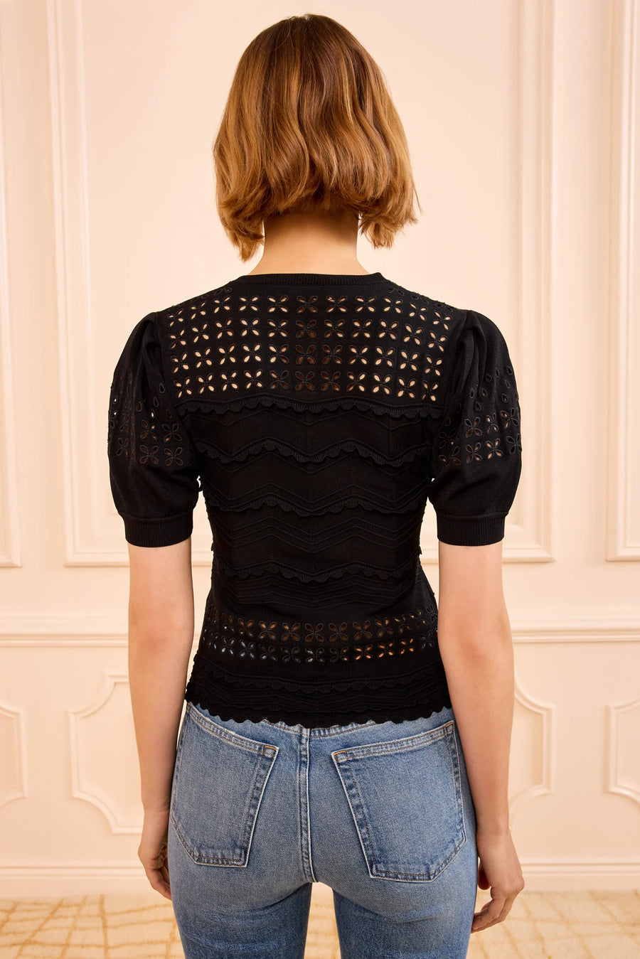 Marcelena Eyelet Knit Top