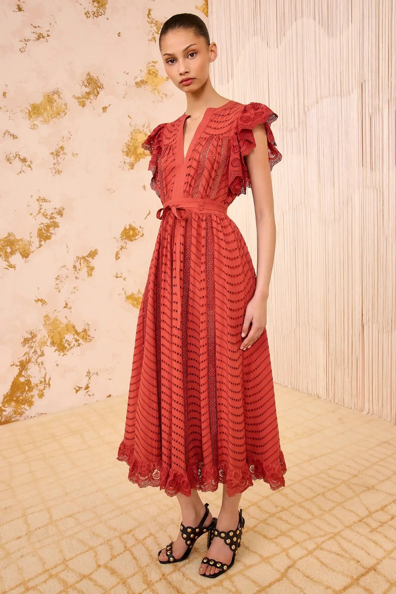 Olga Flutter Sleeve Midi Dress-Dresses-Ulla Johnson-Debs Boutique