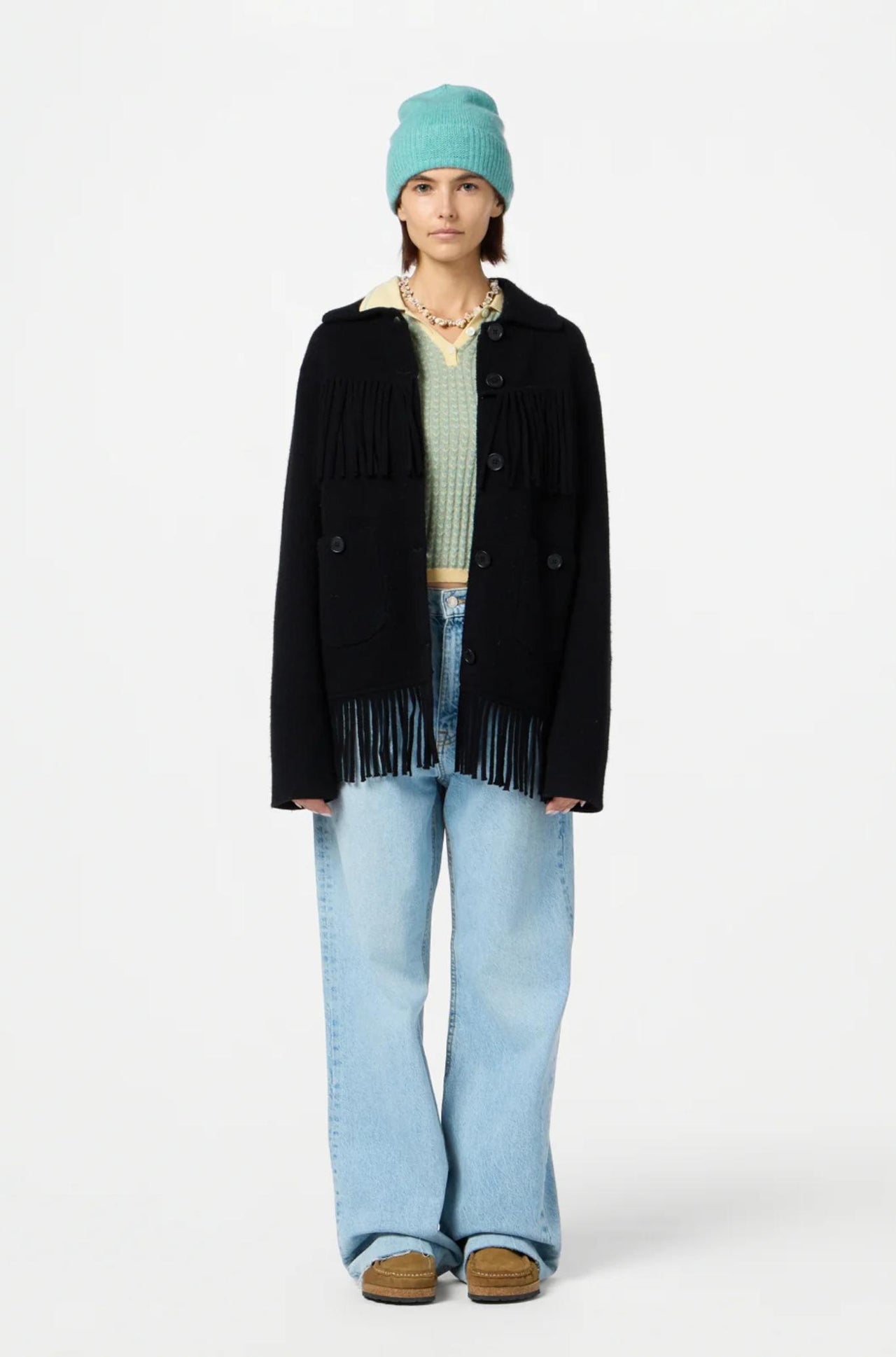 Western Fringe Jacket Black-JACKETS & OUTERWEAR-Guest in Residence-Debs Boutique