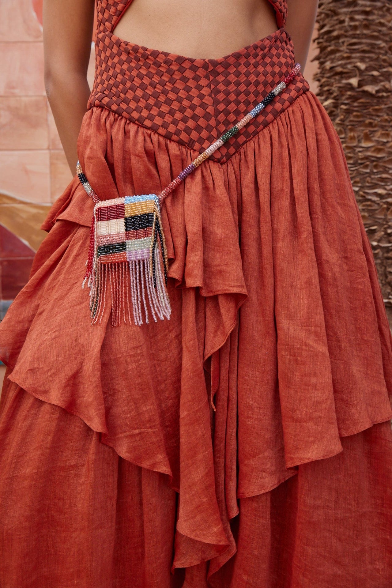 Marjorelle Beaded Tassel Neck Pouch