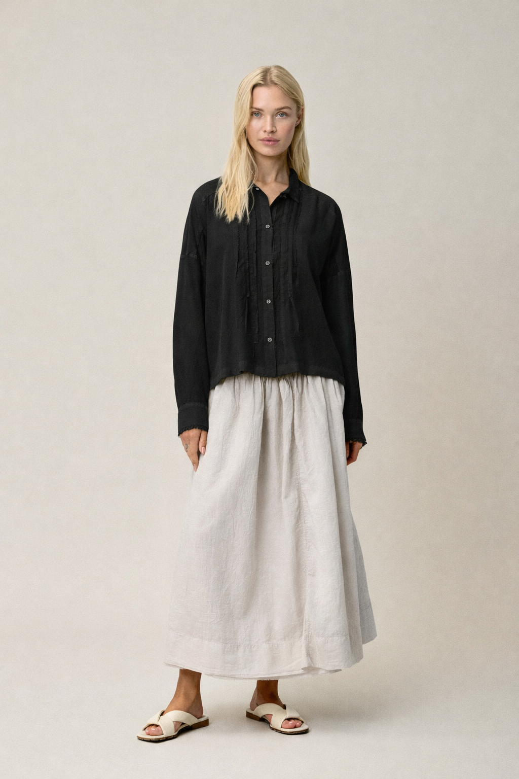 Silk Habotai Shirt - Black