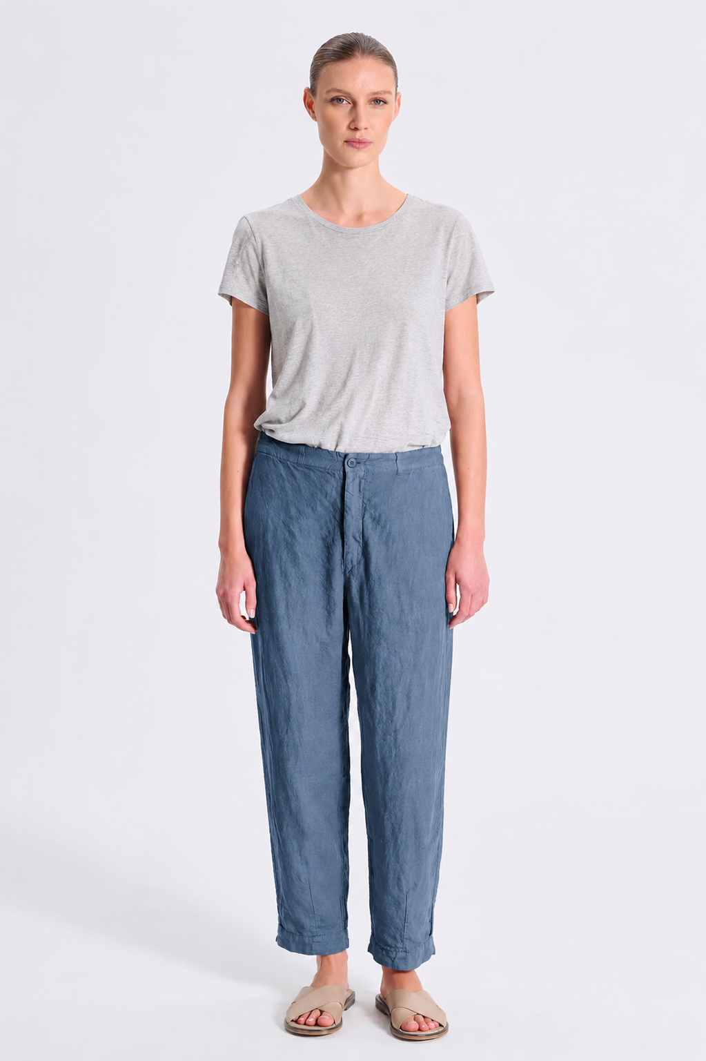 Linen Elastic Back Slim Pant-Pant-Transit-Debs Boutique