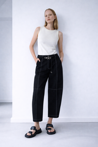 Thumbnail for Viscose-Stretch Barrel Pants