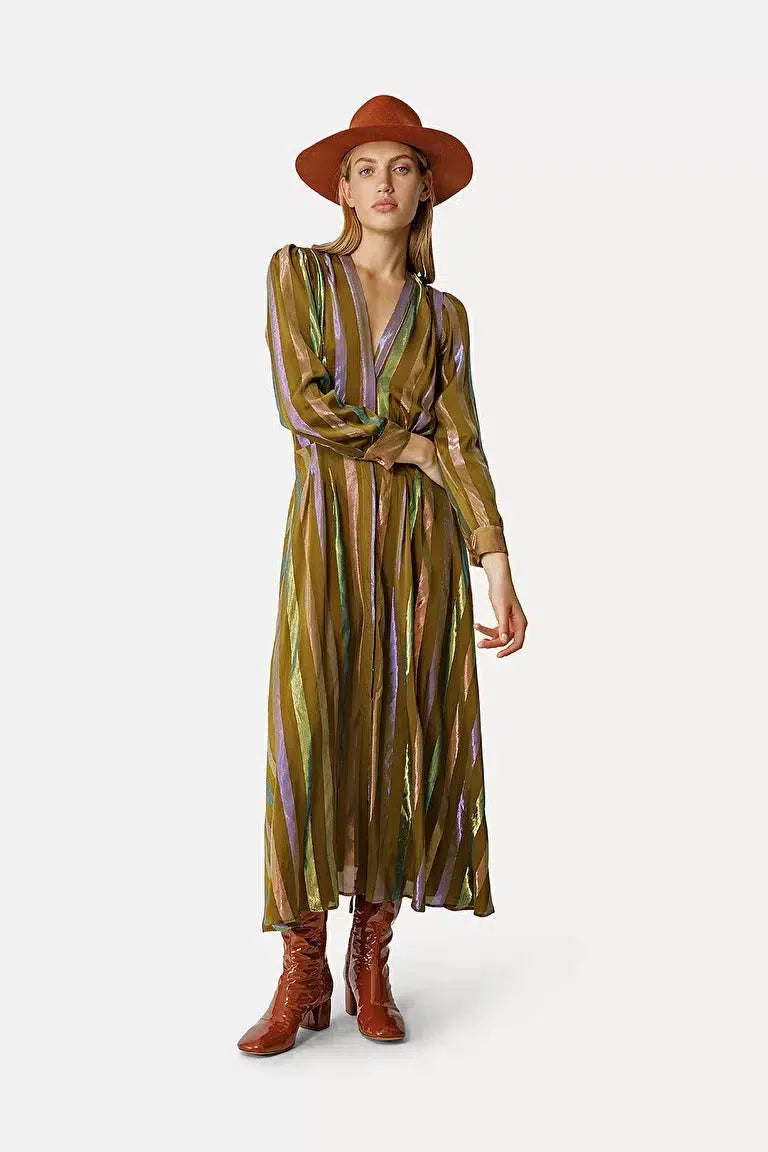 Iris Habotai Dress in Bronze-Dress-forte_forte-Debs Boutique