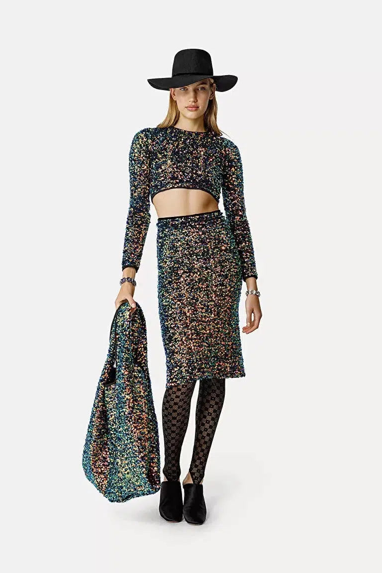Sequinned Velvet Pencil Skirt-Skirt-forte_forte-Debs Boutique