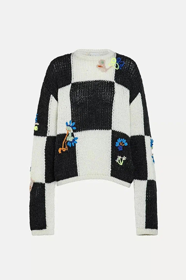 Le Grand Damier Embroidered Sweater-Sweater-forte_forte-Debs Boutique