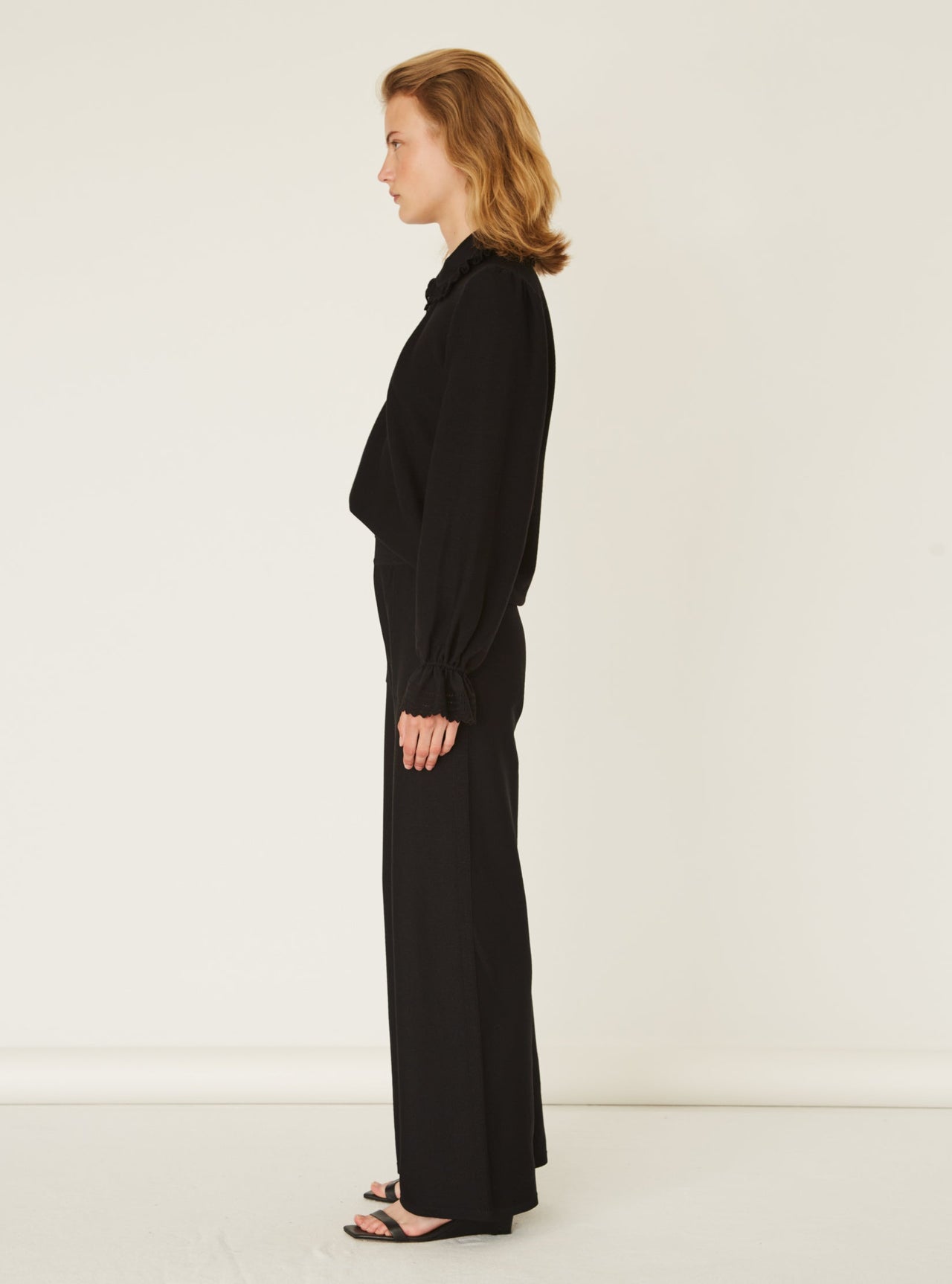Roman high-waisted silky trousers Noir-Pant-Molli-Debs Boutique