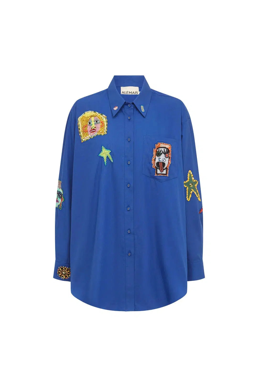 PLAYERS EMBROIDERED SHIRT BLUE-Shirt-Alemais-Debs Boutique