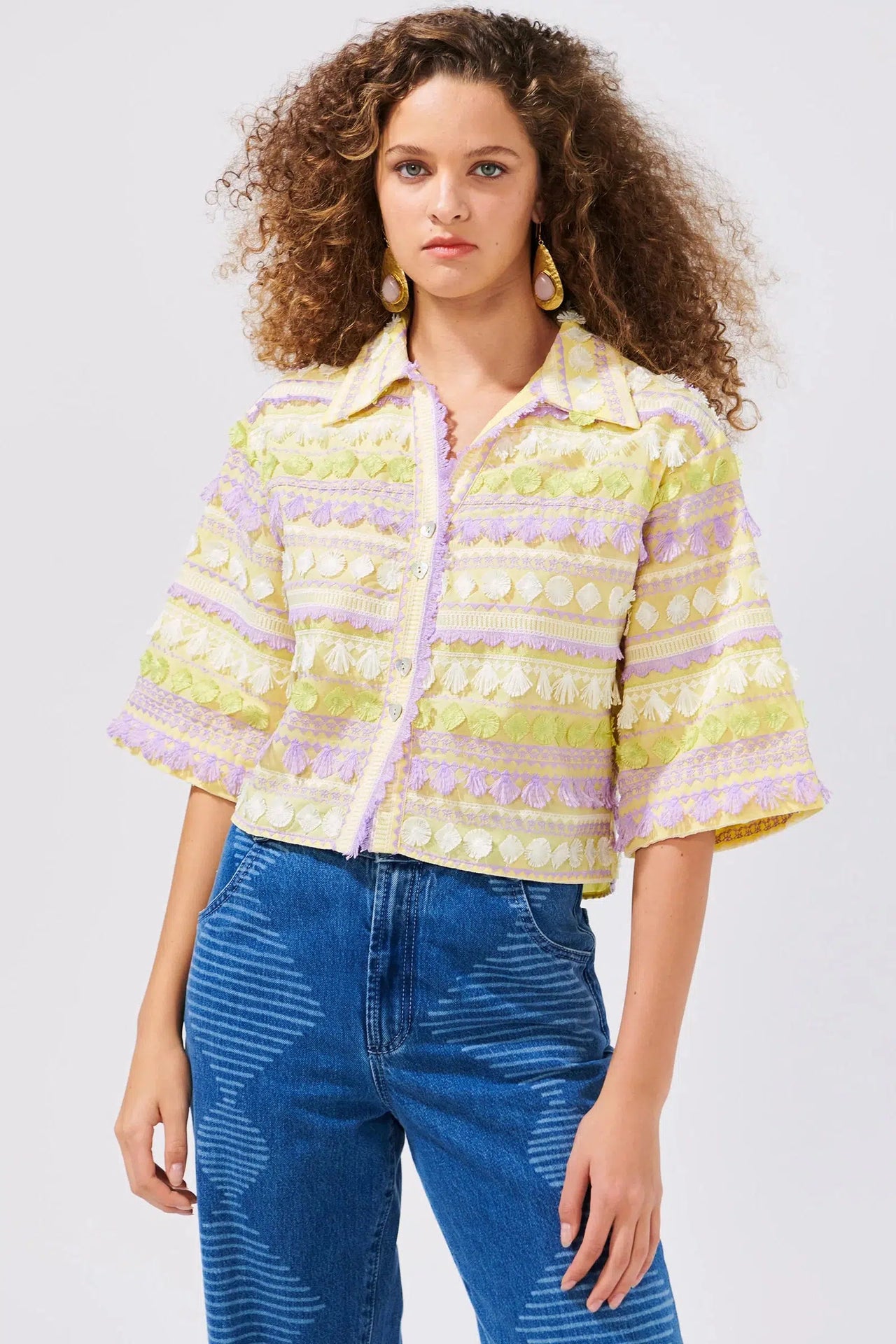 EMBROIDERED FRINGE COTTON SHIRT-Shirt-Hayley Menzies-Debs Boutique