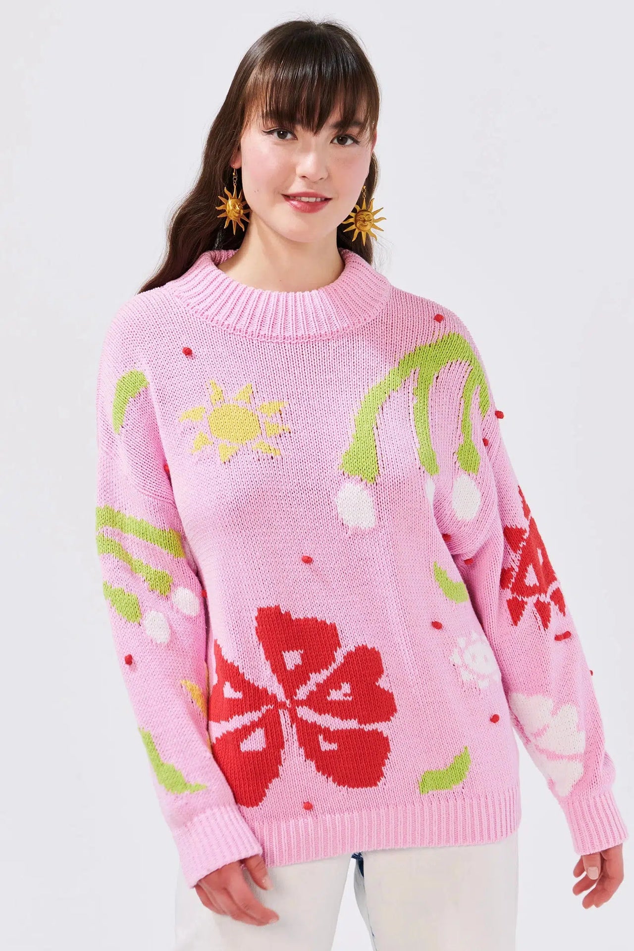 FLOWER INTARSIA JUMPER-Sweater-Hayley Menzies-Debs Boutique