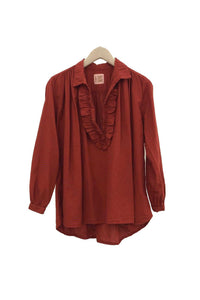 Thumbnail for Celine Frill Aspen Shirt - Carmine-Blouse-A Shirt Thing-Debs Boutique