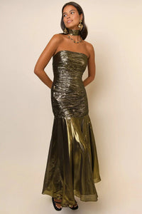 Thumbnail for Claudette Dress Gold-Dress-Rixo-Debs Boutique