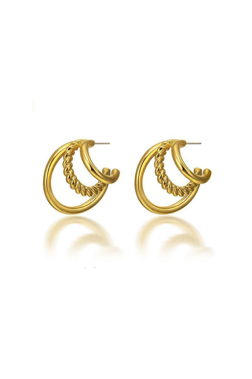3 Layer Hoops-Earrings-Queen and Collection-OS-Gold-Debs Boutique