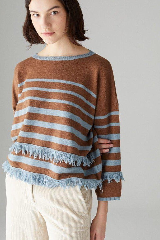 Fringe Stripe Silk Blend Knit